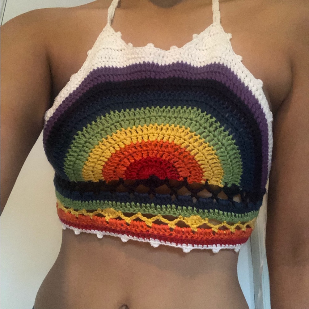 Bundle Rainbow crop top and jean short shorts - Picture 2 of 4